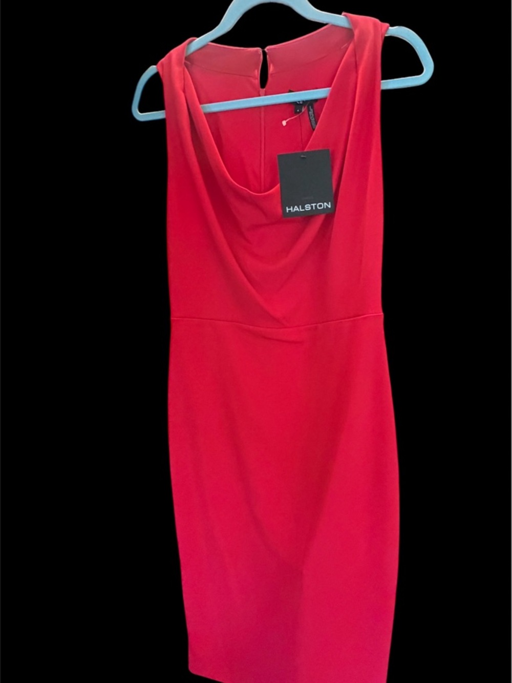 Halston Red Sleeveless Cowl Neck  Scarlet size 8 Midi Dress NWT
